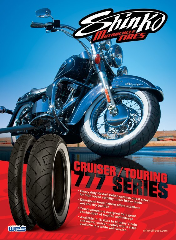 Shinko 777 Whitewall Front Tyre 130/90-16 VN1300 Yamaha Road