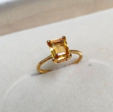 Natural Citrine Gemstone Wedding Ring Gold Plated valentine day gifts