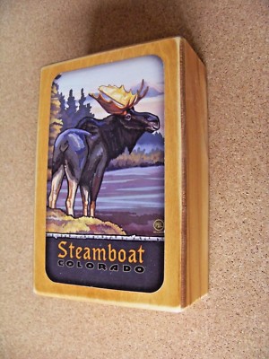 Steamboat Colorado Moose wood box hinged latch 6.2'' x 3.9'' x 2''