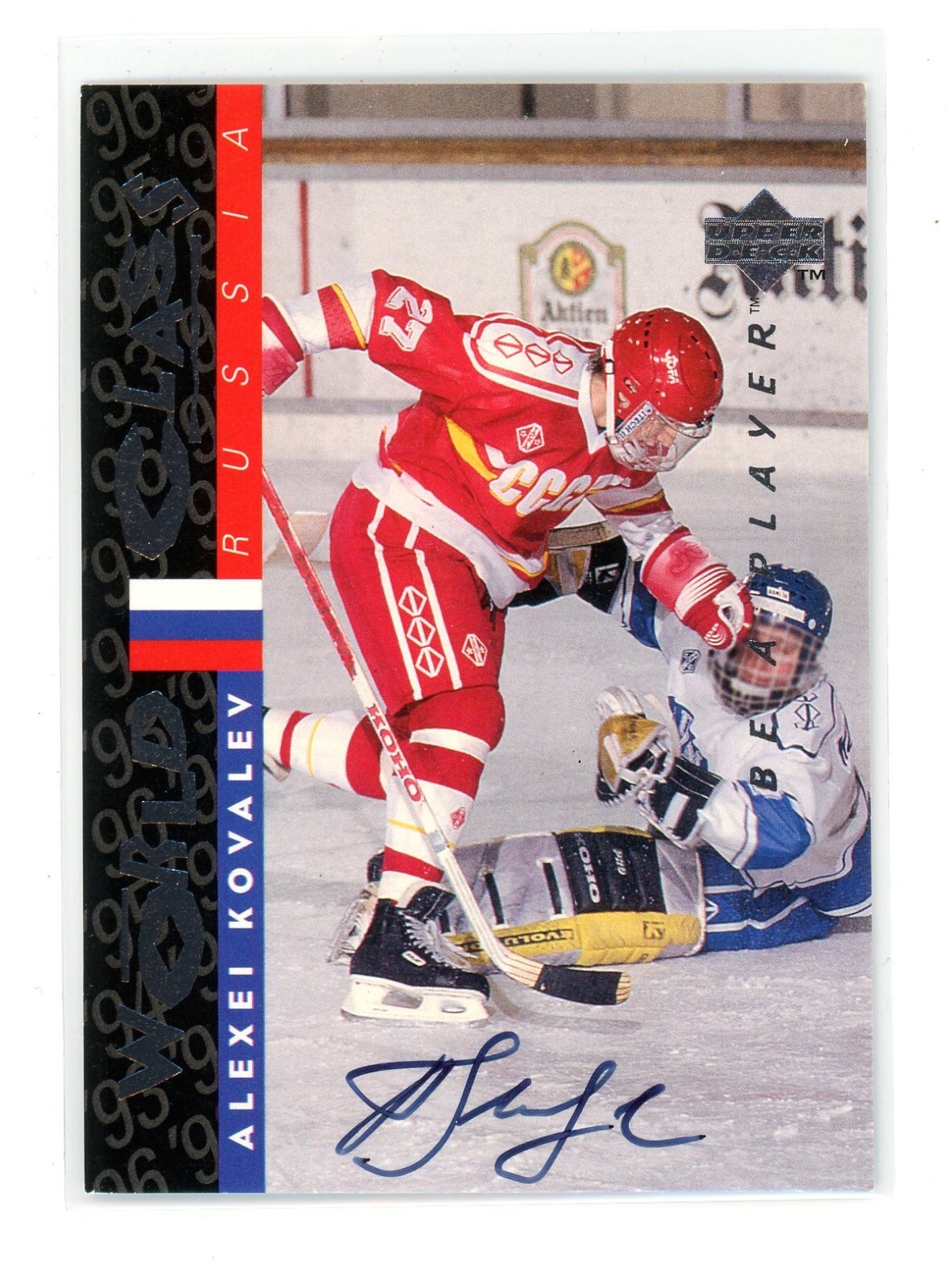 1995-96 UPPER DECK BE A PLAYER S182 ALEXEI KOVALEV AUTO WORLD CLASS