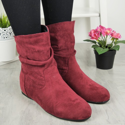 Pixie Botines Ocultos Cuña Zapatos Pull Ons Acanalados Damas Tacones Mujeres Tallas - Imagen 2 de 29