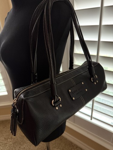 Kate Spade Black Pebbled Leather Barrel Shoulder Handbag / Purse EUC - Bild 21 von 23