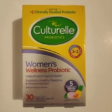 Culturelle Women's Wellness Probiotic Vaginal Digestive 30 Chewable Exp 08/2026+