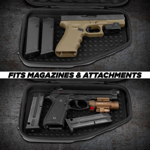CM Pistol Case Holds 9mm Handguns and and Magazine Storage Locking Handgun Case - Picture 9 of 9
