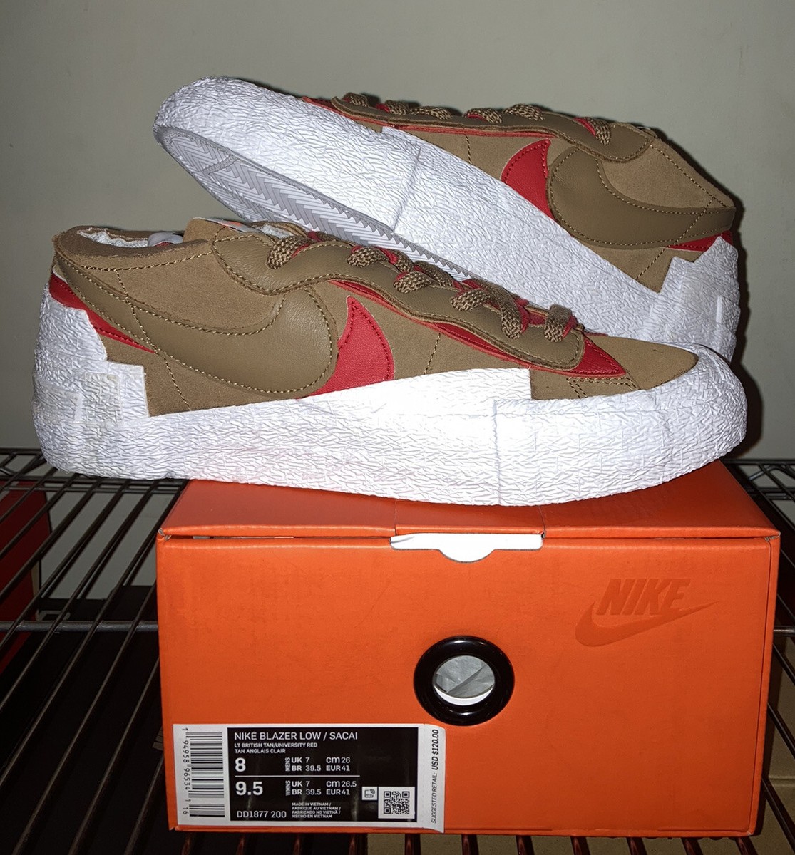 Size 8 - Nike Blazer Low x Sacai British Tan 2021 | eBay
