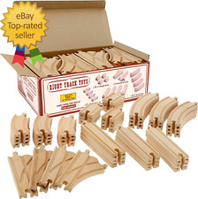 Wooden Train Track 52 Piece Set-18 Feet of Track Expansion - 5 Distinct Pieces -