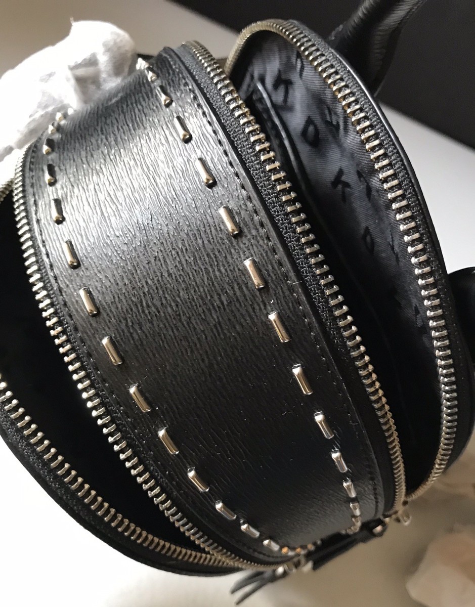 dkny mini studded black backpack DKNY Small Studded Signature Backpack for Women Black Faux Leather