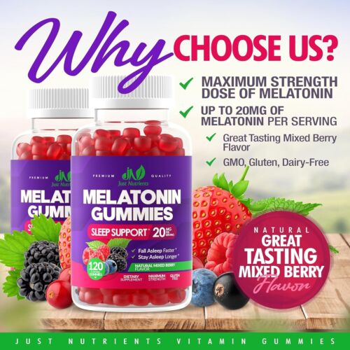 Melatonin 20Mg Gummies for Adults (120 Count) - Maximum Strength Sleep Gummies.. - Picture 2 of 5
