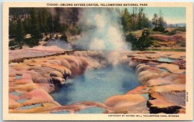 #ad Postcard Oblong Geyser Crater Yellowstone National Park Wyoming USA $4.95