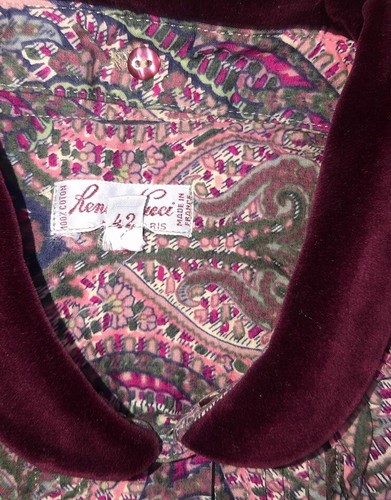 Vtg Renato Nucci Blouse 42 (M/L) Ruffle Velvet Collar Puff Sleeve Made In France - Picture 4 of 11