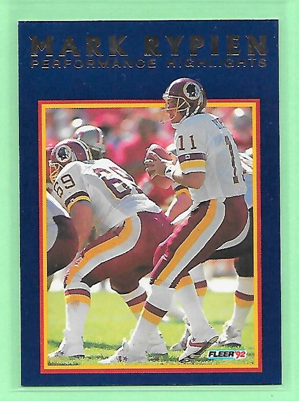 1992 Fleer Football Mark Rypien #11 Performance Highlights Redskins👍