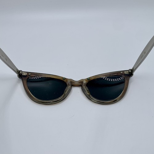 Vtg 50s USA 5 1/2 Alum Etch Frames Retro Cat Eye glasses Silver MCM kitschy - Picture 7 of 12