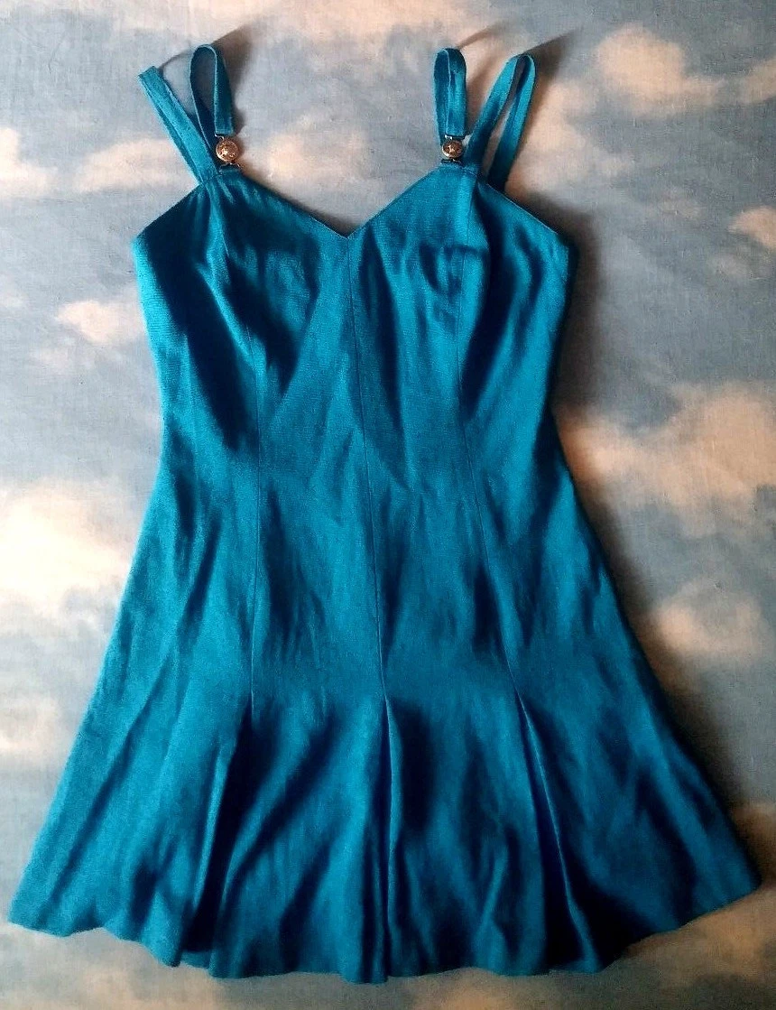 DRESS woman 90's VERSACE JEANS COUTURE TG 30 44 circa S M made in Italy Rare