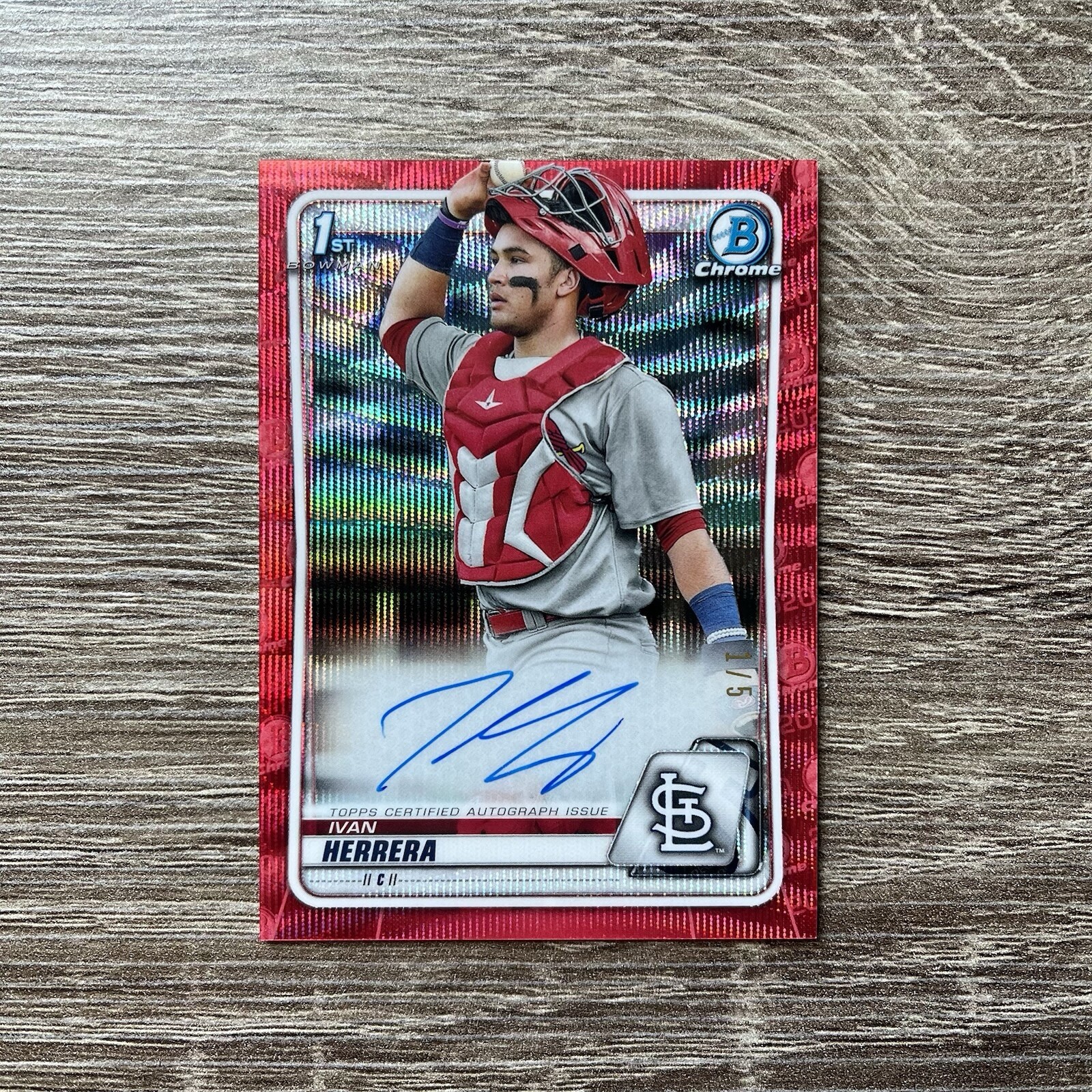2020 Bowman Chrome Prospect Red Wave /5 Ivan Herrera Auto