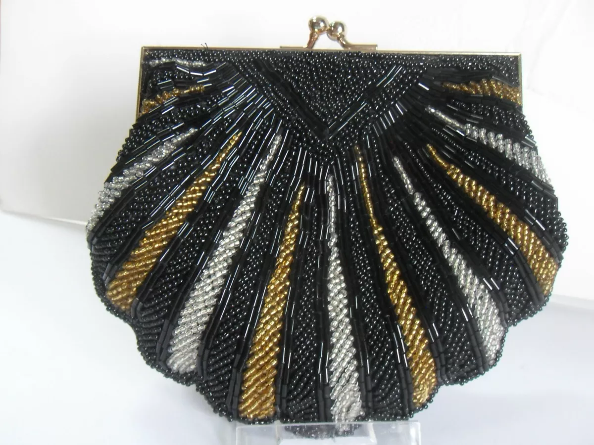 La Regale Clutch Purse Black Beaded