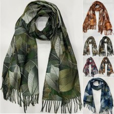 XXL 20% Wolle sehr weicher Damen Winterschal Stola Tuch Blätter Strick B33100