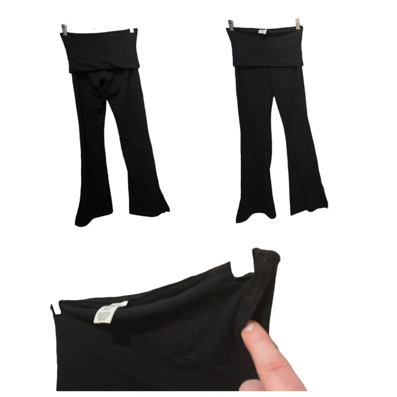 victoria-secret-vs y2k vintage foldover yoga flare solid pants