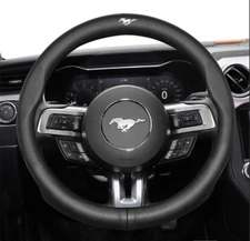 15" Leather Car Steering Wheel Cover Car Accessories for Mustang Genuine Leather