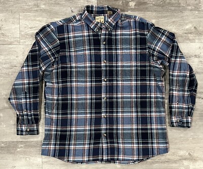 Red Head Flannel Shirt Mens Button Up Blue Plaid Cotton Warm Size 2XL Mint Cond