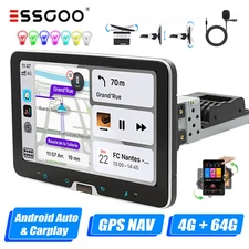 10" Rotatable Screen Car Stereo Radio 1DIN Android 14 Carplay GPS NAV WIFI 4+64G