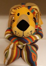 Vintage Melissa and Doug Elvis Plush Stuffed Lion Colorful Striped Large 26"Long
