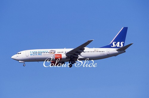 SAS Scandinavian Boeing 737-883 LN-RPM, LHR, Colour Slide, Aviation Aircraft