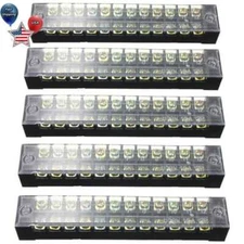 Dual Row 12 Positions Screw Terminal Electric Barrier Strip Block 600V 15A 5/20x