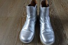 Pepe Girls Metallic Silver Leather Boots Size EURO 34/US 2.5-3 GUC Made in Italy — photo 4