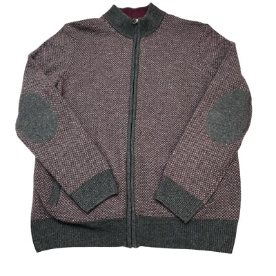 Jos A Bank Reserve Cardigan Mens XL Gray Ribbed Wool Blend Full Zip Business