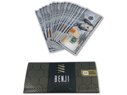 BENJI $100 Bill King Size - 1 PACK - Hemp Rolling Paper Money w/Tips 20 Per Pack