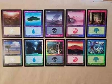 FOIL Retro Frame Land Set  (10 Cards) - Dominaria Remastered-   MTG Magic