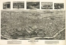 16" x 20" 1912 Asheville North Carolina, Bird's Eye Map