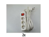 2X Rev Powersplit Steckdosenleiste 3-Fach Mit Schalter 2 M