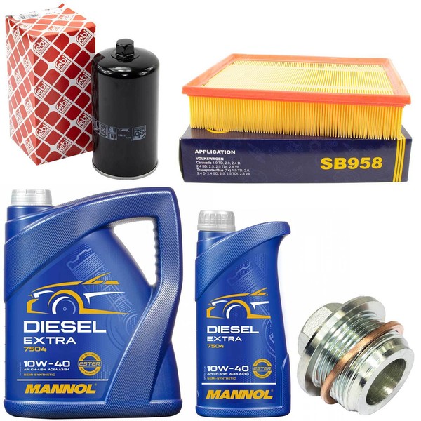 MotoröL Filter Set 10W40 6 Liter + ÖLablassschraube FüR Vw Transporter Iv Bus-image