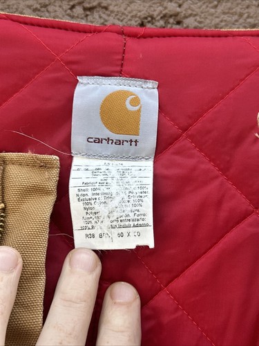Carhartt R38 Zip To Waist 50x30 Brown Double Knee Overalls Bib Insulated - Picture 10 of 15