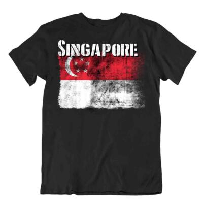 Singapur T-Shirt Flaggen T-Stück Reise-Andenken Bluse Tee Singapore flag Tops
