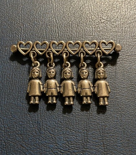 James Avery Heart Children Pin Brooch 3 Girls & 2 Boys Sterling Silver - Picture 6 of 9