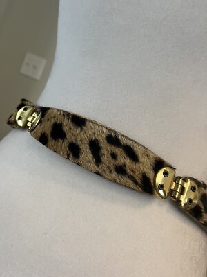Vintage 40’s 50’s Leopard Spotted Animal Fur Gold Hardware Belt 42” Vtg 40 main image 4