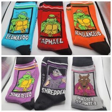 Teenage Mutant Ninja Turtles 6 Pairs of Crew Socks Gift Set Men's Size 6-12 NIP