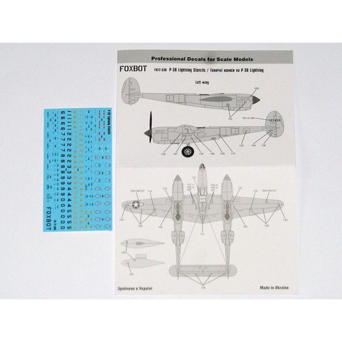 FOXBOT 72-030 Scale 1:72 Decals Stencils for P-38 Lightning - Picture 7 of 24