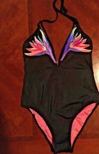 Victoria Secret PINK Embroidered Push Plunge One Piece Swim Suit monokini S