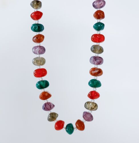 Vintage Women Nugget Bead Necklace 24" Boho Retro Art Teacher Grandmacore - Picture 8 of 13