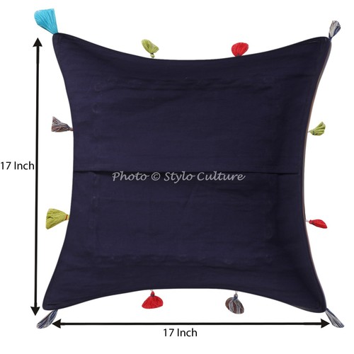 Blue Cushion Cover Patchwork Gypsy Tribal Cowry Tribal Ethnic Hippie Pillow - Picture 4 of 6