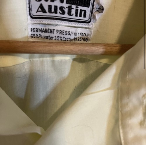 Vintage JP Austin Shirt Mens Yellow ButterFly Collar Short Sleeve 70s 80s - Picture 3 of 3
