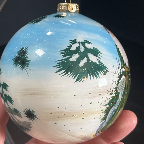 Peggy Abrams Weihnachtsmann Ornament Rückseite bemalt signiert nummeriert Hirsch Kardinal - Bild 5 von 8