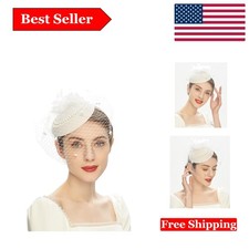 Vintage 20s-50s Feather Pearl Fascinator Hat for Elegant Occasions