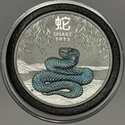 25’ Year of the Snake Colorized Zodiac Australia Coin 1 Troy Oz .999 Fine Silver