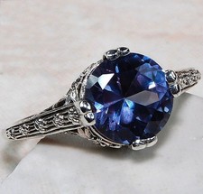 2CT Natural Alexandrite 925 Sterling Silver Edwardian Look Ring Sz 6,7,8 RE1