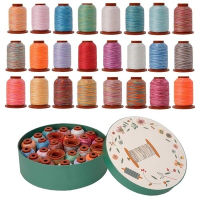24 Colors Rainbow Variegated Serger Sewing Thread Set,500Y Each Spool Polyest...