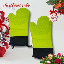 Silicone Oven Mitts Heat Resistant Silicone Oven Gloves with Soft Inner Lining